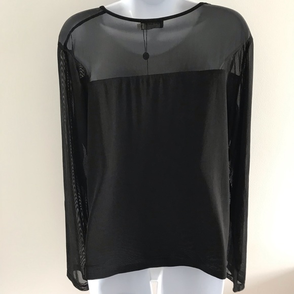 NWOT Red Coral Black Sheer Décolleté and Long Sleeves Blouse Top Plus Size - Picture 15 of 16